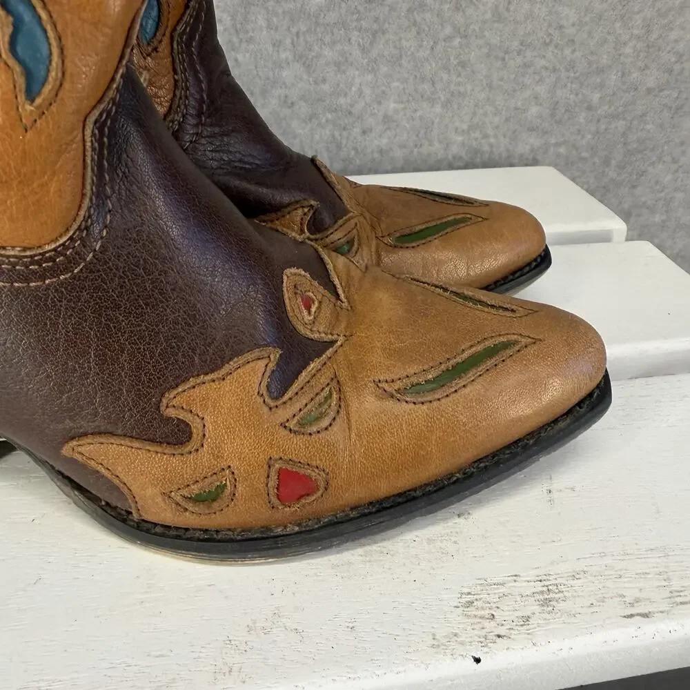 Dan Post Western Cowboy Boots Girls 2 Bluebird Embroidered Pointed Toe